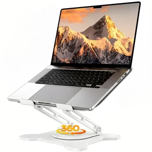 360° Rotating Laptop Stand for Desk, Metal Foldable Laptop Riser,White Ergonomic Portable Adjustable Laptop Stand, Ventilated Cooling Notebook Holder for MacBook Air Pro, All 10-16'' Laptops 360° Rotating Laptop Stand for Desk, Metal Foldable Laptop Riser,White Ergonomic Portable Adjustable Laptop Stand, Ventilated Cooling Notebook Holder for MacBook Air Pro, All 10-16'' Laptops