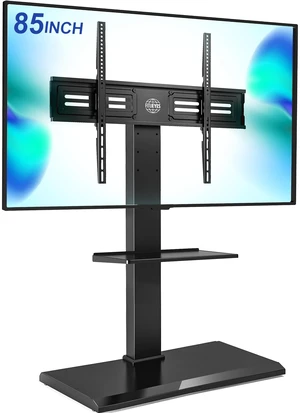 Floor TV Stand for 50-85 Inch TVs with Adjustable Shelf, Black Iron Base Swivel TV Mount with Height Adjustable, Tall Corner TV Stands Hold up to 110 lb for Bedroom and Living Room Floor TV Stand for 50-85 Inch TVs with Adjustable Shelf, Black Iron Base Swivel TV Mount with Height Adjustable, Tall Corner TV Stands Hold up to 110 lb for Bedroom and Living Room