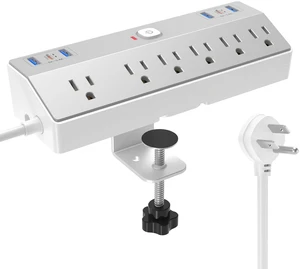 Desk Clamp Power Strip with 40W Fast Charging USB-C, 10Ft Desk Mount Surge Protector with 6 Outlets 6 USB Ports, Flat Plug Extension Cord Home Office Essentials, Fit 2.48" Tabletop Edge Desk Clamp Power Strip with 40W Fast Charging USB-C, 10Ft Desk Mount Surge Protector with 6 Outlets 6 USB Ports, Flat Plug Extension Cord Home Office Essentials, Fit 2.48" Tabletop Edge