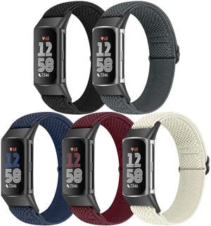 5 Pack Elastic Nylon Watch Bands Compatible for Fitbit Charge 6/Fitbit Charge 5, Adjustable Breathable Replacement Stretchy Nylon Loop Wristband Sport Strap for Women Men 5 Pack Elastic Nylon Watch Bands Compatible for Fitbit Charge 6/Fitbit Charge 5, Adjustable Breathable Replacement Stretchy Nylon Loop Wristband Sport Strap for Women Men