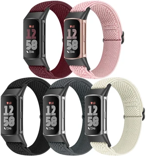 5 Pack Elastic Nylon Watch Bands Compatible for Fitbit Charge 6/Fitbit Charge 5, Adjustable Breathable Replacement Stretchy Nylon Loop Wristband Sport Strap for Women Men 5 Pack Elastic Nylon Watch Bands Compatible for Fitbit Charge 6/Fitbit Charge 5, Adjustable Breathable Replacement Stretchy Nylon Loop Wristband Sport Strap for Women Men