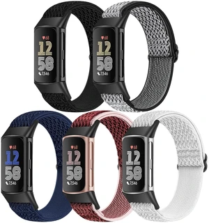 5 Pack Elastic Nylon Watch Bands Compatible for Fitbit Charge 6/Fitbit Charge 5, Adjustable Breathable Replacement Stretchy Nylon Loop Wristband Sport Strap for Women Men 5 Pack Elastic Nylon Watch Bands Compatible for Fitbit Charge 6/Fitbit Charge 5, Adjustable Breathable Replacement Stretchy Nylon Loop Wristband Sport Strap for Women Men