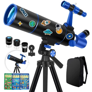 Portable Telescope for Kids & Beginners 80mm Aperture 500mm Telescopes for Adults Astronomy, Portable Refractor Telescope with Decorate Stickers, Backpack, Phone Adapter-BlackBlue Portable Telescope for Kids & Beginners 80mm Aperture 500mm Telescopes for Adults Astronomy, Portable Refractor Telescope with Decorate Stickers, Backpack, Phone Adapter-BlackBlue