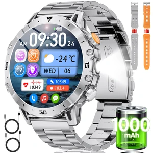 Military Smart Watch for Men,60 Days Ultra Long Battery&LED Flashlight,1.7Large Screen,IP68 Waterproof Smartwatch, Bluetooth Call,Heart Rate/Sleep Monitor,Fitness Tracker for iOS Android,Sliver Military Smart Watch for Men,60 Days Ultra Long Battery&LED Flashlight,1.7Large Screen,IP68 Waterproof Smartwatch, Bluetooth Call,Heart Rate/Sleep Monitor,Fitness Tracker for iOS Android,Sliver