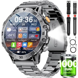 Military Smart Watch for Men,60 Days Ultra Long Battery&LED Flashlight,1.7Large Screen,IP68 Waterproof Smartwatch, Bluetooth Call,Heart Rate/Sleep Monitor,Fitness Tracker for iOS Android, Black Military Smart Watch for Men,60 Days Ultra Long Battery&LED Flashlight,1.7Large Screen,IP68 Waterproof Smartwatch, Bluetooth Call,Heart Rate/Sleep Monitor,Fitness Tracker for iOS Android, Black