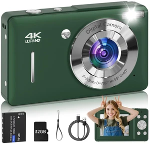 Digital Camera for Kids, FHD 1080P 44MP Point and Shoot Digital Camera with Face Detect, Smile Capture, 16X Zoom, 20 Filters, Anti Shake, 32GB SD Card Green Compact Vintage Camera Digital Camera for Kids, FHD 1080P 44MP Point and Shoot Digital Camera with Face Detect, Smile Capture, 16X Zoom, 20 Filters, Anti Shake, 32GB SD Card Green Compact Vintage Camera