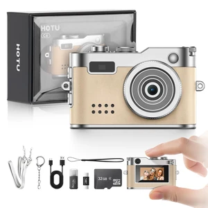 Mini Digital Camera, Keychain Camera 1080P HD with 2MP Lens, Flash, Video Recording, 32G Card Included, Portable and Compact Retro Vlog Camera for Travel, Kids, Beige Mini Digital Camera, Keychain Camera 1080P HD with 2MP Lens, Flash, Video Recording, 32G Card Included, Portable and Compact Retro Vlog Camera for Travel, Kids, Beige