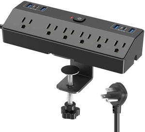 Desk Clamp Power Strip with 40W Fast Charging Station, 10ft Flat Plug Power Strip Surge Protector, 2 USB-C Ports, 6 AC Outlets, Fit 2.48" Tabletop Edge, Home Office Desk Accessories Essentials Desk Clamp Power Strip with 40W Fast Charging Station, 10ft Flat Plug Power Strip Surge Protector, 2 USB-C Ports, 6 AC Outlets, Fit 2.48" Tabletop Edge, Home Office Desk Accessories Essentials