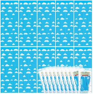 10 Pack Blue Sky White Clouds Party Supplies,Toy Birthday Decor Kids Cartoon Supply, Tinsel Foil Fringe Curtains, Photo Booth Decorations, Easy Setup, Suitable Size 3.3 x 6.6 ft 10 Pack Blue Sky White Clouds Party Supplies,Toy Birthday Decor Kids Cartoon Supply, Tinsel Foil Fringe Curtains, Photo Booth Decorations, Easy Setup, Suitable Size 3.3 x 6.6 ft