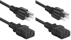 Universal 3-Prong AC Power Cable for Computer, TV, Monitor and More, 6 Feet (1.82 Meters), Black (Pack of 2) Universal 3-Prong AC Power Cable for Computer, TV, Monitor and More, 6 Feet (1.82 Meters), Black (Pack of 2)