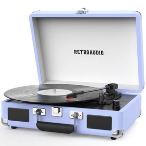 Vinyl Record Player 3 Speed Bluetooth Portable Suitcase Belt-Driven Record Player with 2 Built-in Stereo Speakers Vinyl Vintage Turntable Records Player with RCA Line Out, AUX Out (Purple) Vinyl Record Player 3 Speed Bluetooth Portable Suitcase Belt-Driven Record Player with 2 Built-in Stereo Speakers Vinyl Vintage Turntable Records Player with RCA Line Out, AUX Out (Purple)
