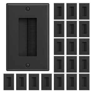 Brush Wall Plate (20 Pack), Cable Pass Through Plate, Black Insert for Low Voltage Cables Wires, Single Gang Cable Access Strap, Wall Socket for HDTV, Home Theater Systems Brush Wall Plate (20 Pack), Cable Pass Through Plate, Black Insert for Low Voltage Cables Wires, Single Gang Cable Access Strap, Wall Socket for HDTV, Home Theater Systems