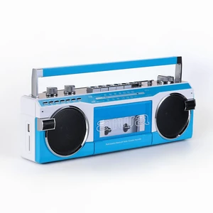 Streetjam Retro Boombox Cassette Player & Recorder, Bluetooth 5.3 Wireless Speaker, FM/AM Radio, USB/SD MP3, AUX, Portable Handle (Blue/White) Streetjam Retro Boombox Cassette Player & Recorder, Bluetooth 5.3 Wireless Speaker, FM/AM Radio, USB/SD MP3, AUX, Portable Handle (Blue/White)