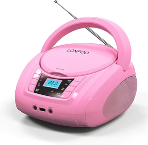 CD Player Portable Boombox with FM Radio USB/Bluetooth/AUX Input and Earphone Jack Output, Stereo Sound Speaker & Audio Player,Pink CD Player Portable Boombox with FM Radio USB/Bluetooth/AUX Input and Earphone Jack Output, Stereo Sound Speaker & Audio Player,Pink