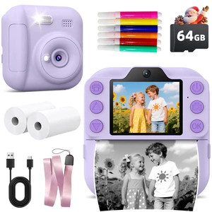 Kids Instant Camera with 64GB SD Card, Portable Digital Camera Toy for Girls and Boys Ages 3-12, Toddler Christmas and Birthday Gift for 3 4 5 6 7 8 9 10 Year Old Kids (Blue) (Purple) Kids Instant Camera with 64GB SD Card, Portable Digital Camera Toy for Girls and Boys Ages 3-12, Toddler Christmas and Birthday Gift for 3 4 5 6 7 8 9 10 Year Old Kids (Blue) (Purple)