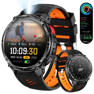 Military Smartwatch for Men with Compass & Flashlight, Rugged Smart Watch with Bluetooth Calling, Outdoor Fitness Tracker with Heart Rate Sleep Monitor, 100+ Sport Modes Waterproof for Android iPhone Military Smartwatch for Men with Compass & Flashlight, Rugged Smart Watch with Bluetooth Calling, Outdoor Fitness Tracker with Heart Rate Sleep Monitor, 100+ Sport Modes Waterproof for Android iPhone