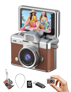Mini Keychain Camera, 1080P Portable Digital Camera with 1.47 Flip LCD & Flash, Retro Collectible Pocket Camera for Travel, Parties, Birthday(Brown32GB) Mini Keychain Camera, 1080P Portable Digital Camera with 1.47 Flip LCD & Flash, Retro Collectible Pocket Camera for Travel, Parties, Birthday(Brown32GB)