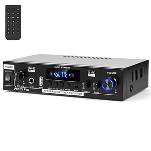 AK35Pro Bluetooth 5.0 2Channel Stereo Mini Amplifier for Home Speakers FM Radio, USB/SD Card Playback, MIC Input, Remote Control, Suitable for Home Theater Passive Speakers AK35Pro Bluetooth 5.0 2Channel Stereo Mini Amplifier for Home Speakers FM Radio, USB/SD Card Playback, MIC Input, Remote Control, Suitable for Home Theater Passive Speakers