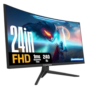 24 Inch Curved Gaming Monitor, 240Hz, 1ms, FHD 1080P, 3000:1 Contrast Ratio, 118% SRGB, 1500R, AMD FreeSync, Eyecare, for PC Games with Built-in Speakers, VESA, DisplayPort, HDMI 24 Inch Curved Gaming Monitor, 240Hz, 1ms, FHD 1080P, 3000:1 Contrast Ratio, 118% SRGB, 1500R, AMD FreeSync, Eyecare, for PC Games with Built-in Speakers, VESA, DisplayPort, HDMI