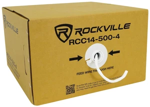 RCC14-500-2 CL2 14 AWG 500' 4 Conductor CCA Speaker Wire 70V/100V/8 Ohm Compatible, 30% Copper/70% Aluminum, Color-Coded PVC Jacket, Home and Commercial Use RCC14-500-2 CL2 14 AWG 500' 4 Conductor CCA Speaker Wire 70V/100V/8 Ohm Compatible, 30% Copper/70% Aluminum, Color-Coded PVC Jacket, Home and Commercial Use