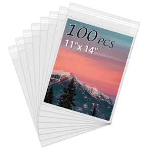 100Pack Acid-Free Photo Sleeves Crystal Clear Storage Bags for 11x14 Print Pictures, Photos, Frame Mats (Bag Size: 11 3/8" x 14 1/3") 100Pack Acid-Free Photo Sleeves Crystal Clear Storage Bags for 11x14 Print Pictures, Photos, Frame Mats (Bag Size: 11 3/8" x 14 1/3")