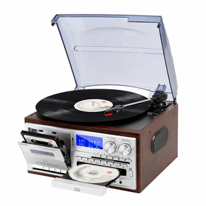 Record Player for Home with Bluetooth Receiver & Transmitter, 9-in-1 Vintage Turntable System, 3-Speed Vinyl, CD/Cassette, USB/SD, AM/FM Radio, Built-in Speakers, RCA Line Out & Remote Control Record Player for Home with Bluetooth Receiver & Transmitter, 9-in-1 Vintage Turntable System, 3-Speed Vinyl, CD/Cassette, USB/SD, AM/FM Radio, Built-in Speakers, RCA Line Out & Remote Control