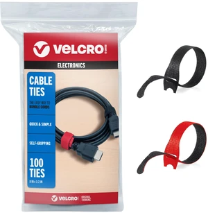 ONE-WRAP Cable Ties, 8in x 1/2in, Black/Red, 100 Pack Thin Pre Cut Cord Organization Straps; Reusable Alternative To Zip Ties For Wire Management In Home And Office ONE-WRAP Cable Ties, 8in x 1/2in, Black/Red, 100 Pack Thin Pre Cut Cord Organization Straps; Reusable Alternative To Zip Ties For Wire Management In Home And Office