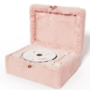 Plush Fuzzy Pink CD Player with Bluetooth, Remote Control Plush Fuzzy Pink CD Player with Bluetooth, Remote Control