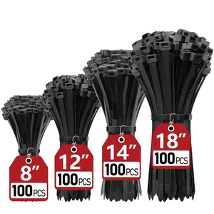 Zip Ties Assorted Sizes(8", 12", 14", 18")- 400 Pack, Zip Ties Heavy Duty with 120 lb Tensile Strength, Black Cable Ties, Wire ties Zip Ties Assorted Sizes(8", 12", 14", 18")- 400 Pack, Zip Ties Heavy Duty with 120 lb Tensile Strength, Black Cable Ties, Wire ties