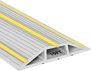 10Ft Cord Covers for Wires on Floor, 3-Channel PVC Floor Cable Cover for Small to Medium Wires, Anti-Slip Base with Yellow Warning Stripes, Indoor Floor Cord Cover for Home Office Events(Grey) 10Ft Cord Covers for Wires on Floor, 3-Channel PVC Floor Cable Cover for Small to Medium Wires, Anti-Slip Base with Yellow Warning Stripes, Indoor Floor Cord Cover for Home Office Events(Grey)