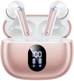 Wireless Earbuds, Hi-Fi Deep Bass Ear Buds, 48H Playtime In-Ear Headphones 2 Mics for Clear Calls, LED Display, IPX7 Waterproof, Touch Control, Lightweight Bluetooth Earphones for iPhone/TV Rose Pink Wireless Earbuds, Hi-Fi Deep Bass Ear Buds, 48H Playtime In-Ear Headphones 2 Mics for Clear Calls, LED Display, IPX7 Waterproof, Touch Control, Lightweight Bluetooth Earphones for iPhone/TV Rose Pink