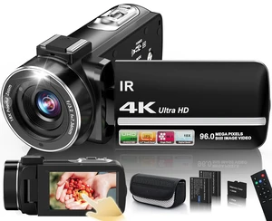 4K Video Camera Camcorder 96MP Vlogging Camera for YouTube and Beginners 3.0" 270° Touch Screen,Night Vision,18x Digital Zoom,Remote Control,32GB Card & 2 Batteries,Creator Combo for Beginners Teens 4K Video Camera Camcorder 96MP Vlogging Camera for YouTube and Beginners 3.0" 270° Touch Screen,Night Vision,18x Digital Zoom,Remote Control,32GB Card & 2 Batteries,Creator Combo for Beginners Teens