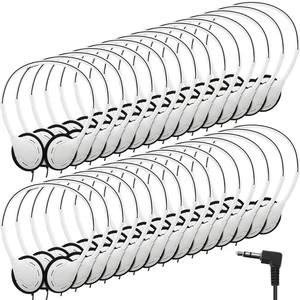 30 Pack Over Ear Headphones Corded Bulk Set 3.5mm,White On Ear Headsets Adjustable Earphones with Cord for Library Computer Lab Online Lesson Group Testing 30 Pack Over Ear Headphones Corded Bulk Set 3.5mm,White On Ear Headsets Adjustable Earphones with Cord for Library Computer Lab Online Lesson Group Testing