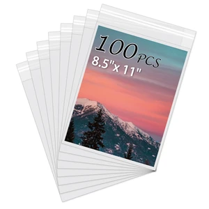 100Pack Acid-Free Photo Sleeves Crystal Clear Storage Bags for 8.5x11 Print Pictures, Photos, Frame Mats (Bag Size: 9 x 11 3/8") 100Pack Acid-Free Photo Sleeves Crystal Clear Storage Bags for 8.5x11 Print Pictures, Photos, Frame Mats (Bag Size: 9 x 11 3/8")