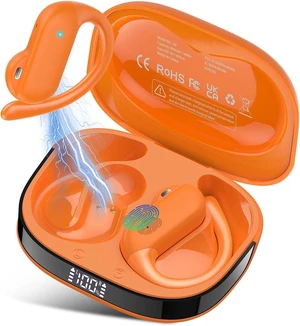 Open Ear Earbuds Wireless Bluetooth 5.4 HiFi Stereo Earbuds with Ear Hooks 32H Open Ear Headphones with ENC Noise Cancelling, IPX7 Waterproof Sport Over Earbuds for Running/Gym/Workout, Light Orange Open Ear Earbuds Wireless Bluetooth 5.4 HiFi Stereo Earbuds with Ear Hooks 32H Open Ear Headphones with ENC Noise Cancelling, IPX7 Waterproof Sport Over Earbuds for Running/Gym/Workout, Light Orange