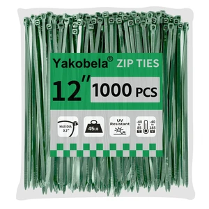 Green Zip Ties 12", 1000 Pack, Cable Ties UV Resistant, Wire Ties 45 lbs Tensile Strength for Garden, Plants, Fence, Holiday Lights Green Zip Ties 12", 1000 Pack, Cable Ties UV Resistant, Wire Ties 45 lbs Tensile Strength for Garden, Plants, Fence, Holiday Lights