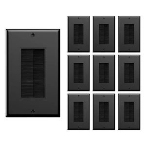 Brush Wall Plate, Cable Pass Through Insert for Wires, Black, 10-Pack Insert for Low-Voltage Cables Wires, Single Gang Cable Access Strap, HDTV/HDMI Wall Socket, Home Theater Systems Compatible Brush Wall Plate, Cable Pass Through Insert for Wires, Black, 10-Pack Insert for Low-Voltage Cables Wires, Single Gang Cable Access Strap, HDTV/HDMI Wall Socket, Home Theater Systems Compatible