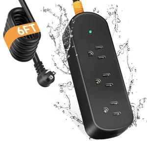 Outdoor Power Strip Weatherproof, 3 AC Outlets, 6 FT Extension Cord 1625W/13A Surge Protector, UL FCC Listed, IPX6 Waterproof, Anti-Electric Shock, Wall Mountable, for Garage, Workshop, Patio Outdoor Power Strip Weatherproof, 3 AC Outlets, 6 FT Extension Cord 1625W/13A Surge Protector, UL FCC Listed, IPX6 Waterproof, Anti-Electric Shock, Wall Mountable, for Garage, Workshop, Patio