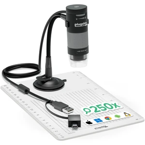 USB Digital Microscope 250x, 2MP Micro Camera, Flexible Arm Stand Handheld USB & USB-C Microscope for Windows, Mac, ChromeOS, Linux, Android, iPad Compatible USB Digital Microscope 250x, 2MP Micro Camera, Flexible Arm Stand Handheld USB & USB-C Microscope for Windows, Mac, ChromeOS, Linux, Android, iPad Compatible