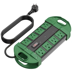 Outdoor Power Strip Weatherproof with 8 Plug, Waterproof Extension Cord with Multiple Outlets, Christmas Exterior Garden Yard Surge Protector 10FT, Green Outdoor Power Strip Weatherproof with 8 Plug, Waterproof Extension Cord with Multiple Outlets, Christmas Exterior Garden Yard Surge Protector 10FT, Green