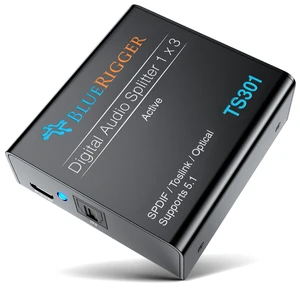 Digital Optical Audio Splitter (1x3 Active Toslink Splitter) Powered Digital Optical Splitter 1 In 3 Out (LPCM2.0, Dolby Digital, DTS 5.1) for Home Theatre, DVD, TV, Receiver, Sound Bar Digital Optical Audio Splitter (1x3 Active Toslink Splitter) Powered Digital Optical Splitter 1 In 3 Out (LPCM2.0, Dolby Digital, DTS 5.1) for Home Theatre, DVD, TV, Receiver, Sound Bar
