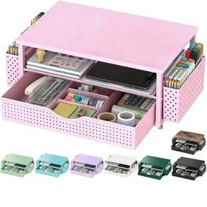 Computer Monitor Stand with Drawer and 2 Pen Holders, Pink Double layer storage Computer Stand Monitor Riser Office Organization for Desk Computer Monitor Stand with Drawer and 2 Pen Holders, Pink Double layer storage Computer Stand Monitor Riser Office Organization for Desk