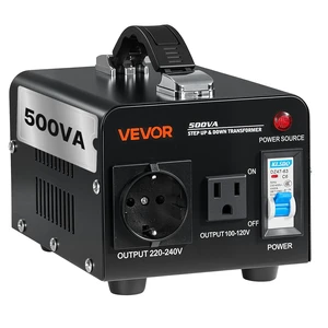 Voltage Converter Transformer, 500VA, Heavy Duty Step Up/Down Power Transformer, Convert from 110V to 220V and 220V to 110V, with US Outlet, EU Outlet, Power Cord, Circuit Breaker Protection Voltage Converter Transformer, 500VA, Heavy Duty Step Up/Down Power Transformer, Convert from 110V to 220V and 220V to 110V, with US Outlet, EU Outlet, Power Cord, Circuit Breaker Protection
