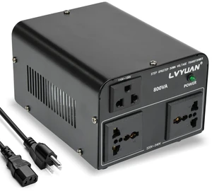 Voltage Converter Transformer 800 Watt Step Up/Down Convert from 110V-120V to 220V-240Vt and from 220V-240V to 110V-120V with 2 US outlets, 2 Universal outlets, Resettable Circuit Breaker Voltage Converter Transformer 800 Watt Step Up/Down Convert from 110V-120V to 220V-240Vt and from 220V-240V to 110V-120V with 2 US outlets, 2 Universal outlets, Resettable Circuit Breaker