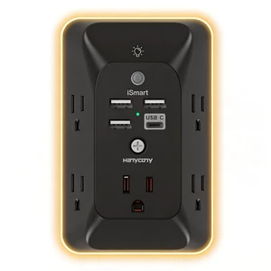 Outlet Extender with Night Light, Multi Plug Outlet, USB Wall Charger Surge Protector with 4 USB Ports(1 USB C), 5 Widely Spaced Outlets Splitter, Expander for Home, Dorm Room Essentials, Black Outlet Extender with Night Light, Multi Plug Outlet, USB Wall Charger Surge Protector with 4 USB Ports(1 USB C), 5 Widely Spaced Outlets Splitter, Expander for Home, Dorm Room Essentials, Black