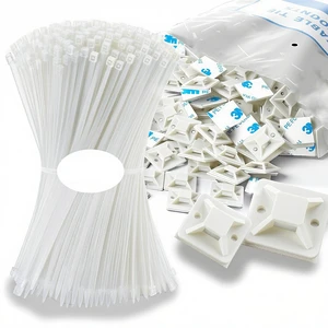 Zip Tie Mounts - 1000 PCS Cable Self Adhesive Mounts Set for Wire Management with Stick Pads Anchors Clips Squares Holders (White) Zip Tie Mounts - 1000 PCS Cable Self Adhesive Mounts Set for Wire Management with Stick Pads Anchors Clips Squares Holders (White)