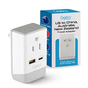 Australia China New Zealand Power Plug Adapter, QC 3.0 & PD - Safe Dual USB & USB-C - 2 USA Socket for USA to Australian New Zealand Fiji Argentina, Type I AP-16 Fast Charging Australia China New Zealand Power Plug Adapter, QC 3.0 & PD - Safe Dual USB & USB-C - 2 USA Socket for USA to Australian New Zealand Fiji Argentina, Type I AP-16 Fast Charging