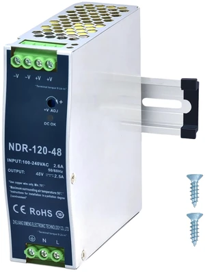 48VDC Power Supply NDR 120W DIN Rail Power Supply Switch Switching Converter DC (Input 100-240VAC Output 48VDC 50/60HZ 48V 2.5A) 48VDC Power Supply NDR 120W DIN Rail Power Supply Switch Switching Converter DC (Input 100-240VAC Output 48VDC 50/60HZ 48V 2.5A)