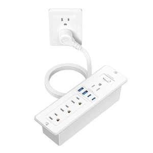 65W USB C Recessed Power Strip, Flush Mount Recessed Outlet Hidden Furniture Charging Station with 4 Outlets & 2 GaN USB C & 2 USB-A Ports for Drawer Cabinet 3FT Cord White 65W USB C Recessed Power Strip, Flush Mount Recessed Outlet Hidden Furniture Charging Station with 4 Outlets & 2 GaN USB C & 2 USB-A Ports for Drawer Cabinet 3FT Cord White