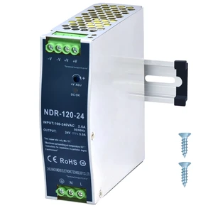 24VDC Power Supply NDR 120W DIN Rail Power Supply Switch Switching Converter DC 24V DC Power Adapter (Input 100-240VAC Output 24VDC 50/60HZ 24V 5A) 24VDC Power Supply NDR 120W DIN Rail Power Supply Switch Switching Converter DC 24V DC Power Adapter (Input 100-240VAC Output 24VDC 50/60HZ 24V 5A)